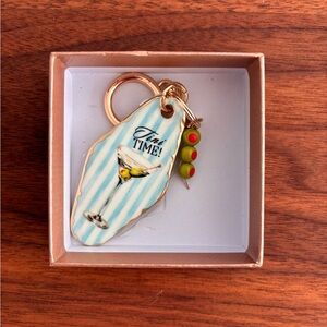 Piper K Tini Time Key Chain & Bag Charm - Blue & White Stripes